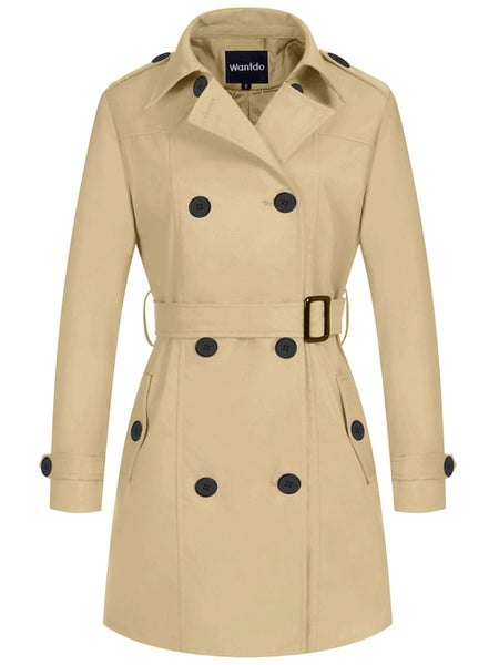 【WELLDER】 Double Breast Coat Women's Waterproof Double-Breasted Trench Coat 33992