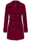 Wantdo Women's Pea Coat Double Breasted Winter Trench Jacket Wine Red S 
