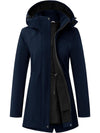 Wantdo Women's Long Softshell Jackets with Hood Fleece Lined Jacket Windbreaker