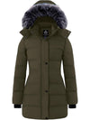 Women's Winter Coats Quilted Puffer Jacket Padded Parka with Fur Hood Recycled Fabric