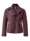 Women's Plus Size Faux Leather Jacket Lapel Collar Moto Biker Short Coat Jacket