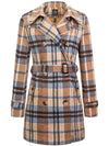 Wantdo Women's Pea Coat Double Breasted Winter Trench Jacket Yellow Plaid S 