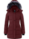Women's Winter Coats Quilted Puffer Jacket Padded Parka with Fur Hood Recycled Fabric