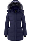 Women's Winter Coats Quilted Puffer Jacket Padded Parka with Fur Hood Recycled Fabric