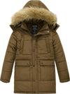 Boy's Mid-Long Warm Winter Coat Quilted Fleece Lined Puffer Jacket