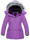 Girl's Quilted Puffer Jacket Warm Winter Coat Windproof Hooded Parka