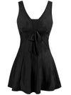 Wantdo Women's Modest One Piece Swimsuit Slimming Bathing Suits Swim Dress Black 12-14 