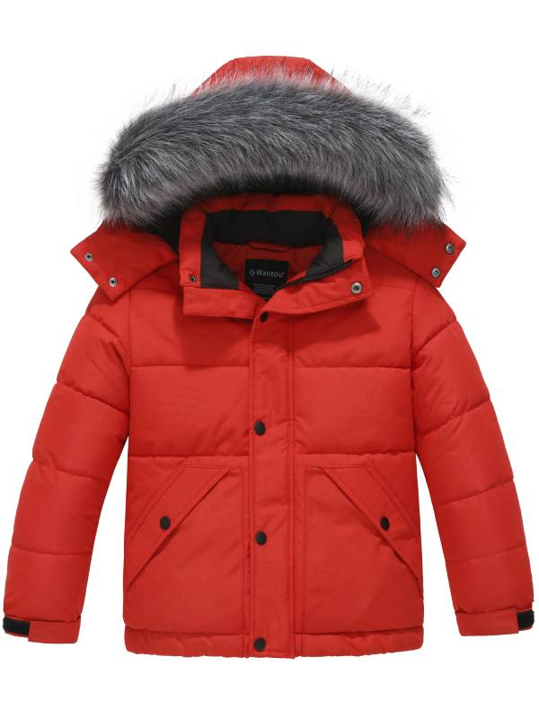 Boy's Mid-Long Warm Winter Coat Quilted Fleece Puffer Jacket