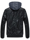 Wantdo Mens Faux Leather Jacket with Removable Hood 