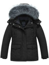 Wantdo Girl's Thicken Winter Coat Warm Puffer Jacket with Faux Fur Hood Black 6/7 