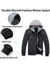 Wantdo Men's Faux Leather Jacket Moto Jacket with Removable Hood 