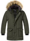 ZSHOW ZSHOW Boy's Active Hooded Puffer Jacket Padded Winter Mid-Long Thicken Outwear Army Green 6/7 