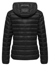 Black Women's Hooded Packable Ultra Light Weight Short Down Jacket