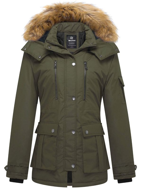 Manteau D'Hiver Femme Wantdo - Long Parka Capuche Fourrure - Imperméable 5000mm, Chaud - Tissu Recyclé