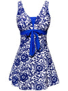 Wantdo Women's Modest One Piece Swimsuit Slimming Bathing Suits Swim Dress Brilliant Blue 12-14 