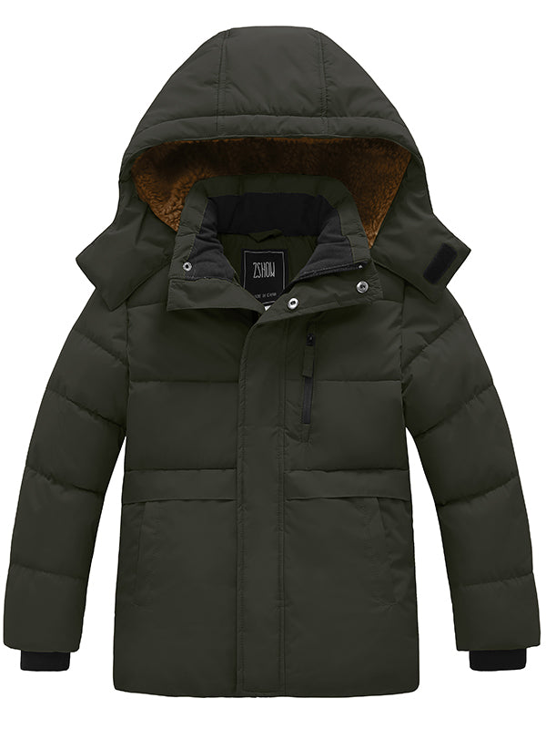 ZSHOW Boy's Warm Fleece Jacket Water Resistant Hooded Winter